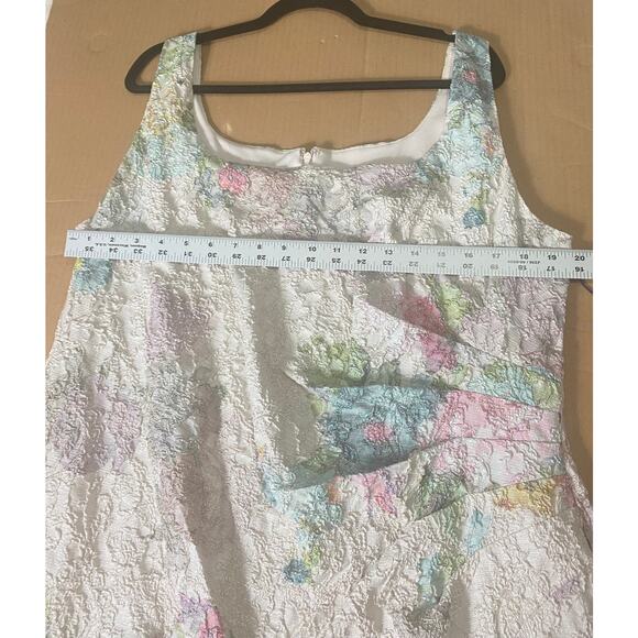 NWT ADRIANNA PAPELL DRESS 18W MATELASSE FLORAL SHORT COCKTAIL METALLIC TEXTURE - Picture 10 of 12